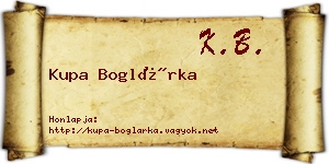Kupa Boglárka névjegykártya